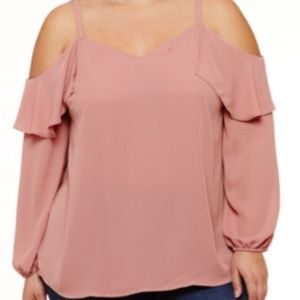 Long Sleeve Ruffle Cold Shoulder Blouse